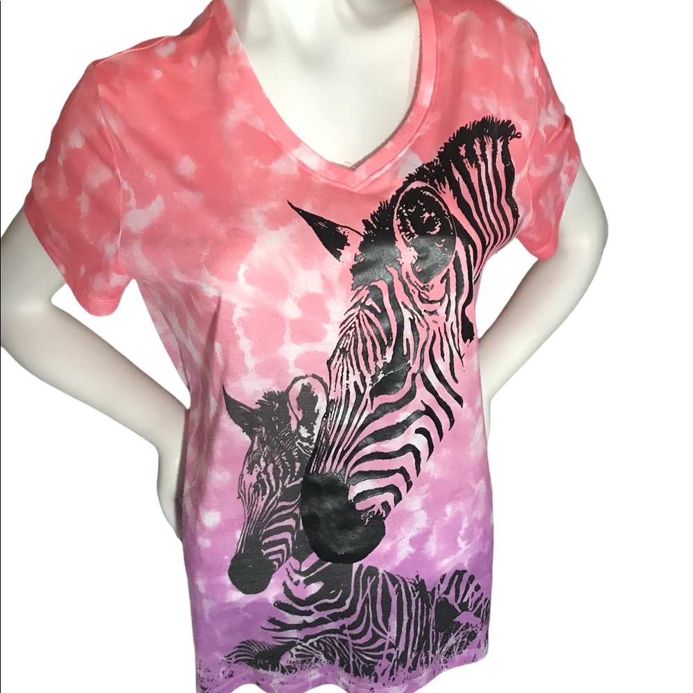 White Stag PINK/PURPLE Tie Dye top with Zebras SIZE XXL (20)